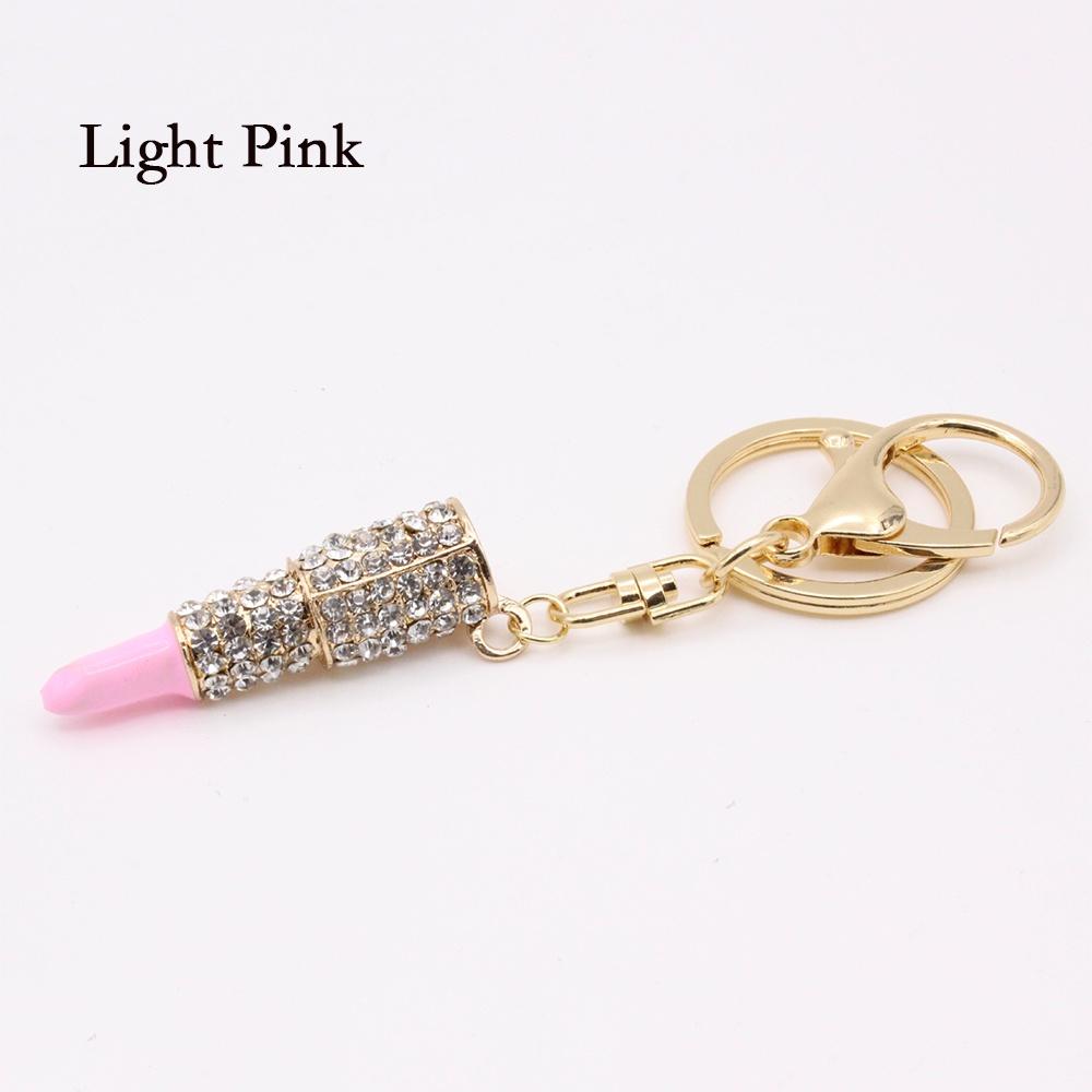 Eleganter Kristall-Strass Lippenstift Schlüsselanhänger Anhänger mit hochwertiger Zinklegierungskonstruktion
