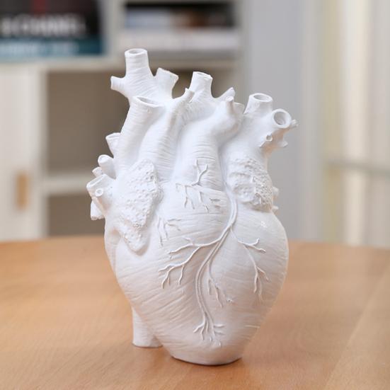 Hjerte Blomstervase Menneskelig Hjerte Organ Form Harpiks Vase Borddekor Blomsterholder for Hjemmekontor Skrivebord Stue