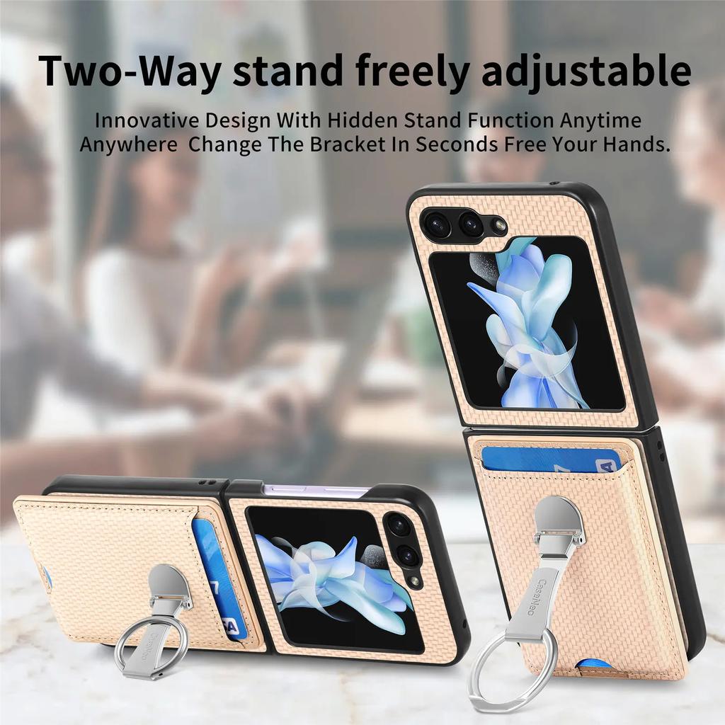 Ring Card Holder Wallet Flip Phone Case for Samsung Galaxy Z Flip 6 5 4 3 2 Flip6 Flip5 Flip4 Flip3 Flip2 5G PU Leather Cover