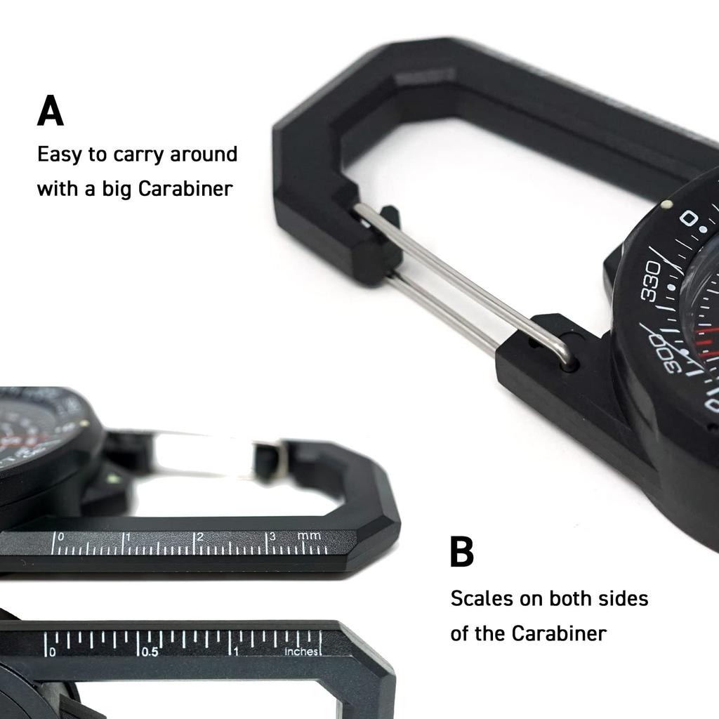 Polaris Tough 60M with Rotating Backpacking Accessory Clip-On Compass, Waterproof, Bezel, Waterproof, Outdoor, Hiking, Survival, Backpacking,