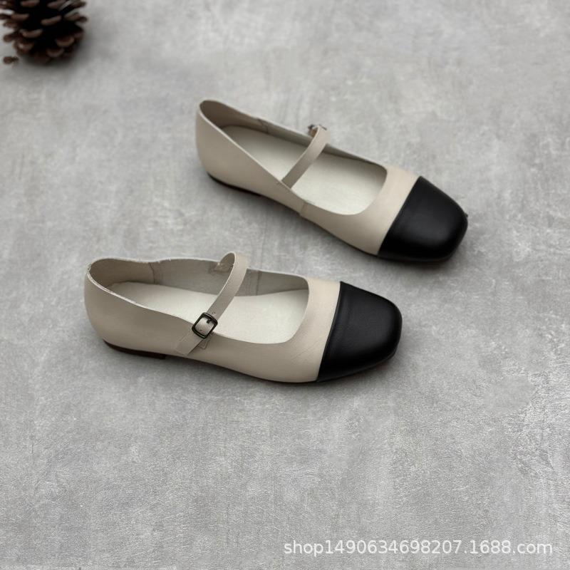 Cowhide Shoes Flat Mary Jane Leather Single Shoes