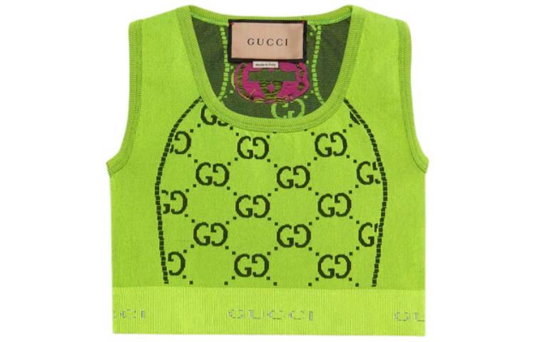 

GUCCI Gg Jersey Jacquard Sleeveless Top Fluo Yellow/Black 693286-XJEFY-7401 M