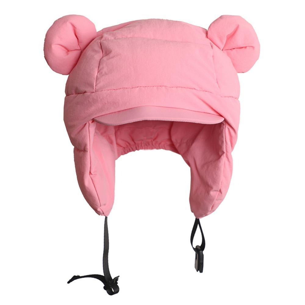 

Ear-flapped Down Cotton Hat Down Cotton Snowing Beanies Cold Proof Ski Hat Women рожевий