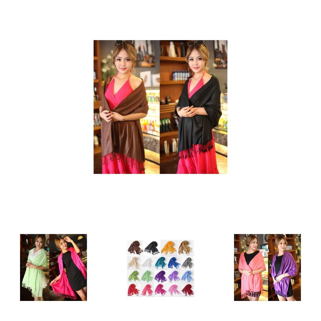 Elegant Womens Winter Warm Cashmere Silk Solid Color Long Pashmina Shawl Wrap Scarf For All Occasions