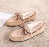Fashion 2025 Winter Cotton Fur Moccasins Woman Furry Loafers Warm Slip On Bowtie Flats Shoes Ladies Daily Work Barefoot Mocasines Femmes
