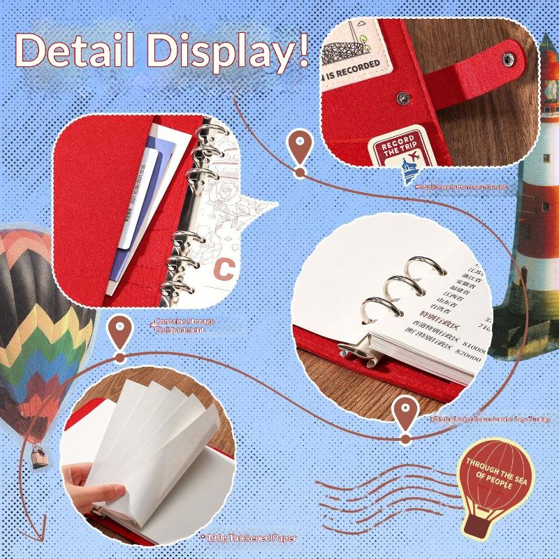 Felt Travel Stamp Book Scenic Spot Check-In Creative Notebook Beautiful Souvenir Stamp Card Book Blank Inside Pages
