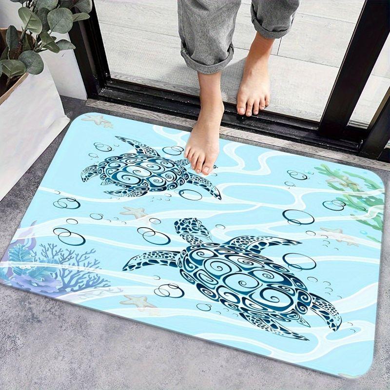 Turtle Beach Printed Bath Mat Super Absorbent Diatom Mud Bathroom Floor Rug Non-slip Laundry Room Entrance Carpets Home Decor