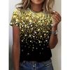 3D Printed Pattern T-shirt, Summer and Spring Short Sleeved Round Neck Casual Top, Women's Clothing