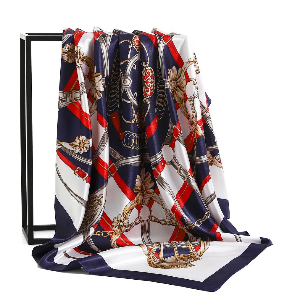 Silk Scarf Scarftop Headwraps For Women Vintage Four Seasons Hair Scarve 90*90Cm Hijab Foulard Iuxe Bandana Femme Headscarf