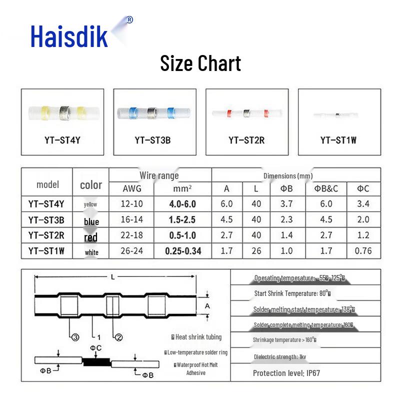Haisidike Waterproof Solder Seal Heat Shrink Wire Connectors