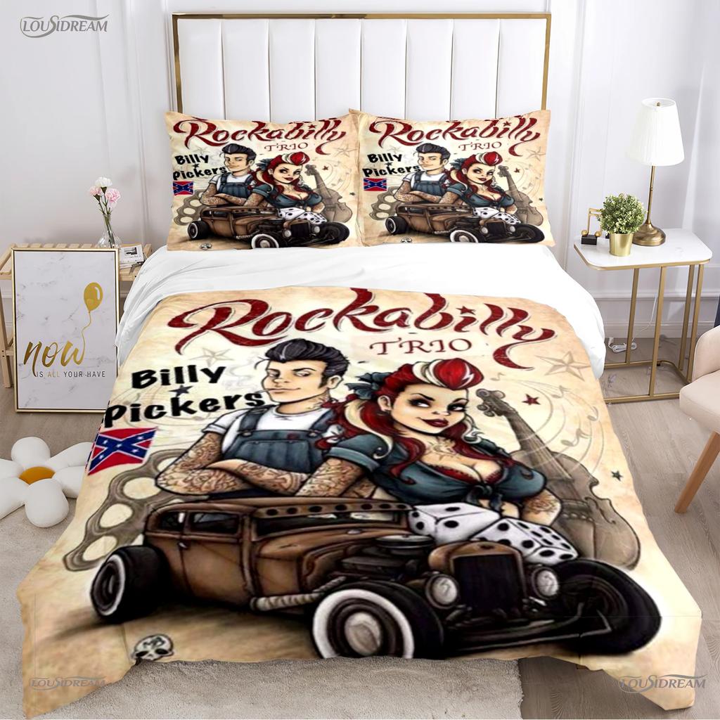 Hip Hop Music Rockabilly All Season Duvet Cover Comforter Bedding Sets Soft Quilt Cover and Pillowcases Single/Double/Queen/King