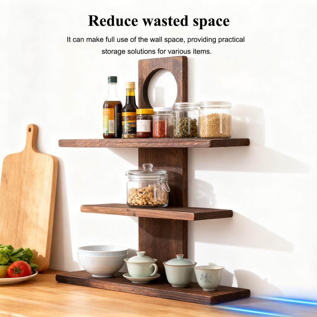 3 Tier Wooden Desktop Storage Organizer Solid Wood Double-Reinforced 25LBS Per Shelf Desk Shelf Display Stand for Living Room