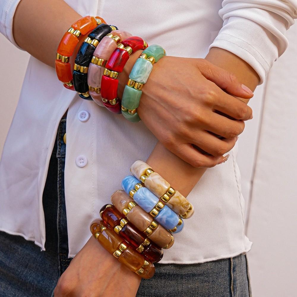 Wide Acrylic Bangle Geometric Retro Hand Ring Temperament Exaggerated Bracelet  Gift