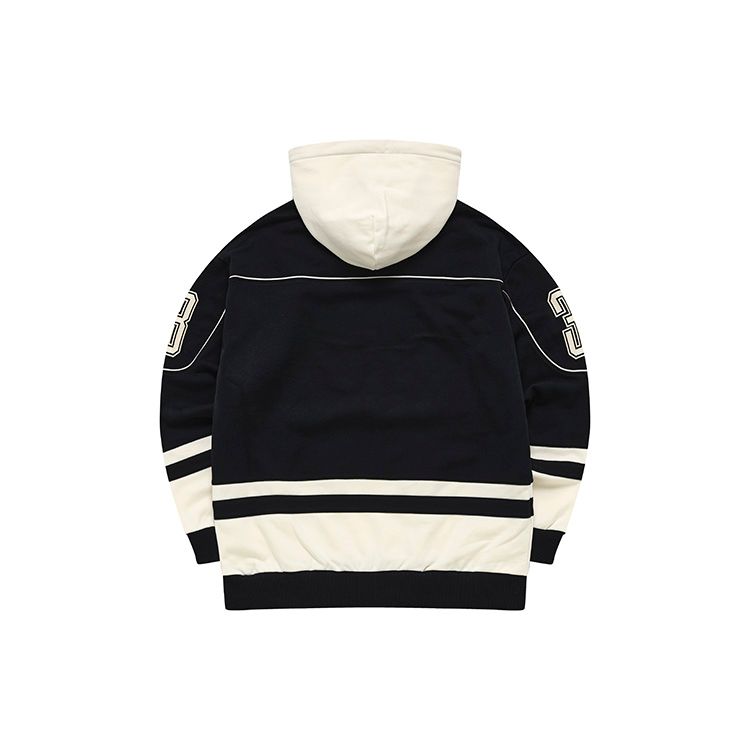 FILA Fusion Logo Print Casual Hoodie American Vintage Color Block Long Sleeve College Sweatshirt Unisex sweatshirt Black T11U245201F-BK