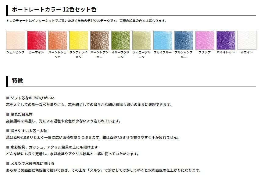 Colored Pencil Holbein Art ASTM D4236 Compliant Made in Japan NEW Artist Colored Pencil Tin Box Painting Portrait Color 12 Color Set Colored PORTRAIT