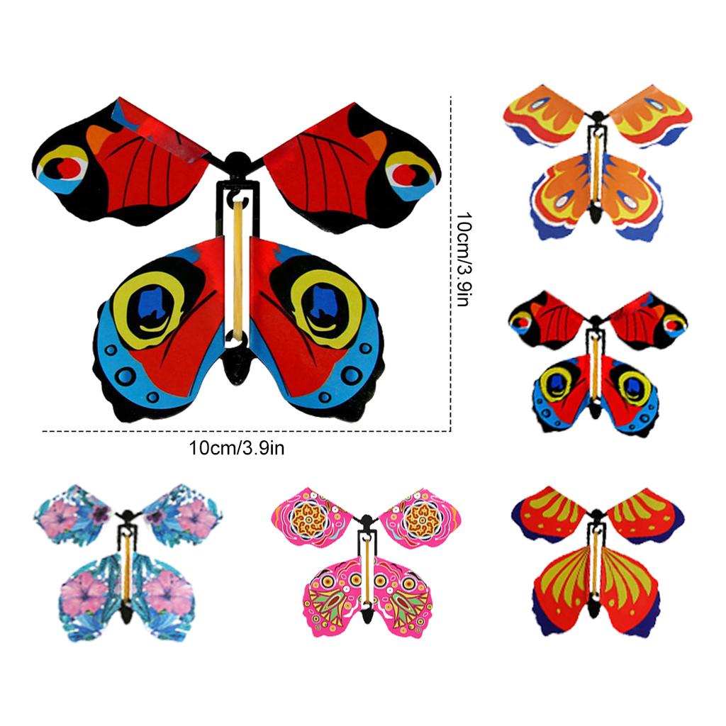 20pcs Flying Butterfly Magic Wind Up Butterfly Toy Gift for Kid Surprise Explosion Box Wedding Birthday Party Book Greeting Card