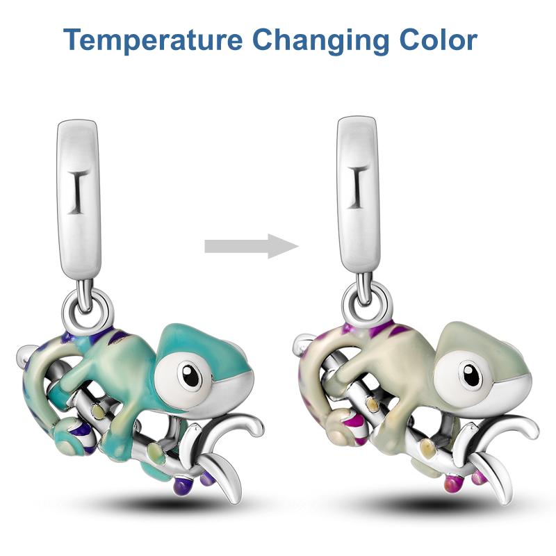Golden Chameleon Charms Bead Temperature Color-Changing Lizard Pendants Fit Bracelet Nacklace Jewelry Diy Gifts For Women