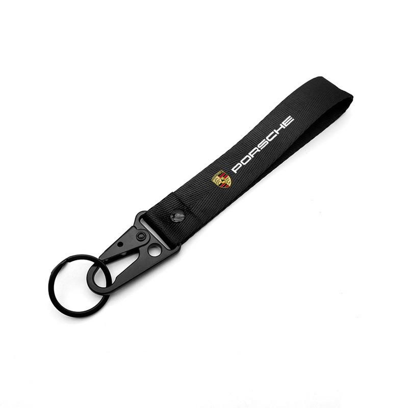 Car Keychain Nylon Braided Wristband Lanyard For Porsche Cayenne Panamera Macan 911 Taycan Boxster Cayman 918 Pajun Accessories