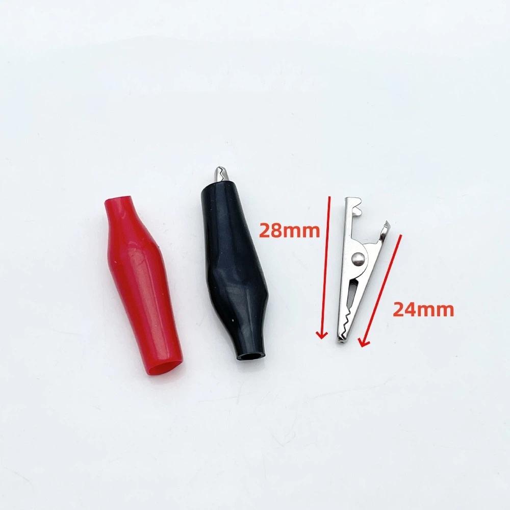10Pcs Black Red Color Alligator Clip Durable Soft Plastic Coated Test Probe Clip 28/35/45mm Size Metal + Plastic