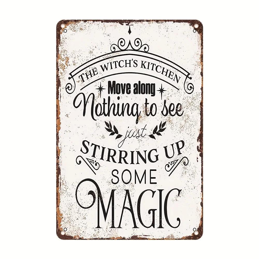 The House Witch Rules Halloween Halloween Decoration Metal Tin Sign Vintage Plaque Decor Wall Art Wall Room Home Restaurant