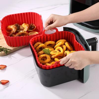 Teglia in Silicone per Friggitrice ad Aria con Manici Antiaderente Cestello per Friggitrice ad Aria Lavabile in Lavastoviglie Senza BPA Teglia per Friggitrice ad Aria per Cottura Uniforme e Pulizia Facile