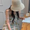 Summer Travel Wide Brim Straw Sun Hat Foldable Breathable Bucket Cap Cute Strap Beach Sun Cap For Women Female