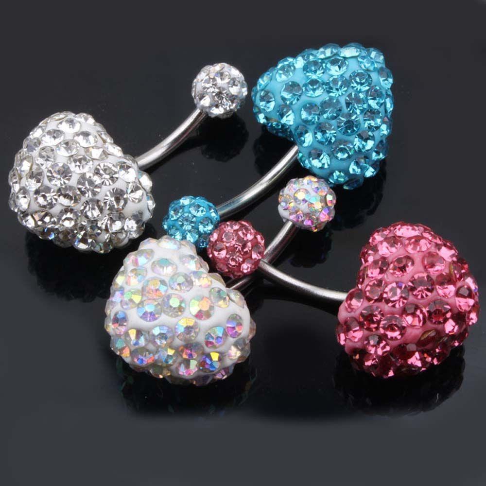 Fashion For Women Ball Crystal Stainless Steel Navel Piercing Belly Button Rings Body Piercing Umbilical Ring