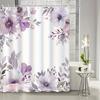 1 Piece American Retro Purple Gradient Floral Plant Shower Curtain, Bathroom Decoration, Including Shower Curtain With Hooks