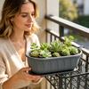 Rectangular Plastic Planter with Drainage Tray Durable Lightweight Garden Flower Pot Container Suitable for Indoor and Outdoor Use