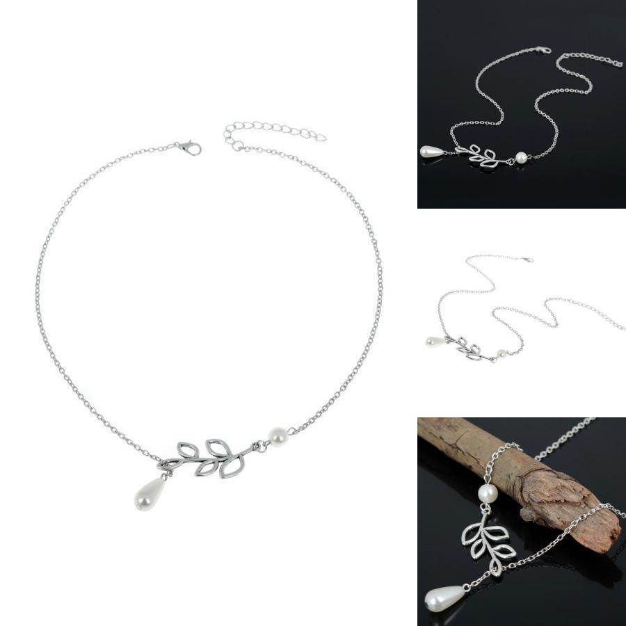 Elegant Pearl Drop Leaf Necklace In Alloy For Fashionable Women And Trendy Styles