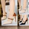Women's Retro Strap Pointed Toe Slim Heel Pumps