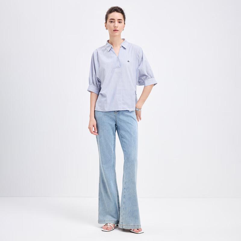 Navigare Women's Striped Cotton Half-Sleeve Shirt
