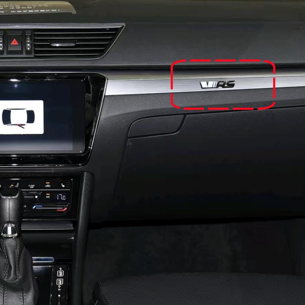 2Pcs Car Dashboard Center Console Panel Decoration Emblem Badge Sticker for Kamiq Superb Octavia Rapid Kodiaq Karoq Fabia