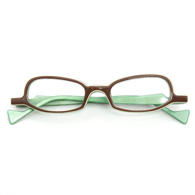 Used Unused ANNE ET VALENTIN Glasses Frame YFESTI Made in France 0518 Brown/Light Green/White 54000512