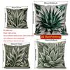 2D Set Of 4 Tropical Agave Leaf Throw Pillow Covers Pattern Cushion Cover Suitable For Sofa Bedroom Car Pillow Cover