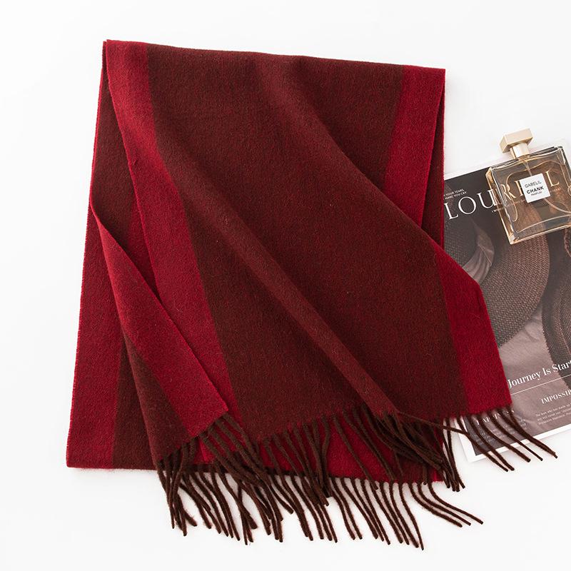 Wool Scarf Autumn and Winter Double Sided Solid Color Scarf Women's Thickened Warm Shawl Simple Tassel Versatile Scarf