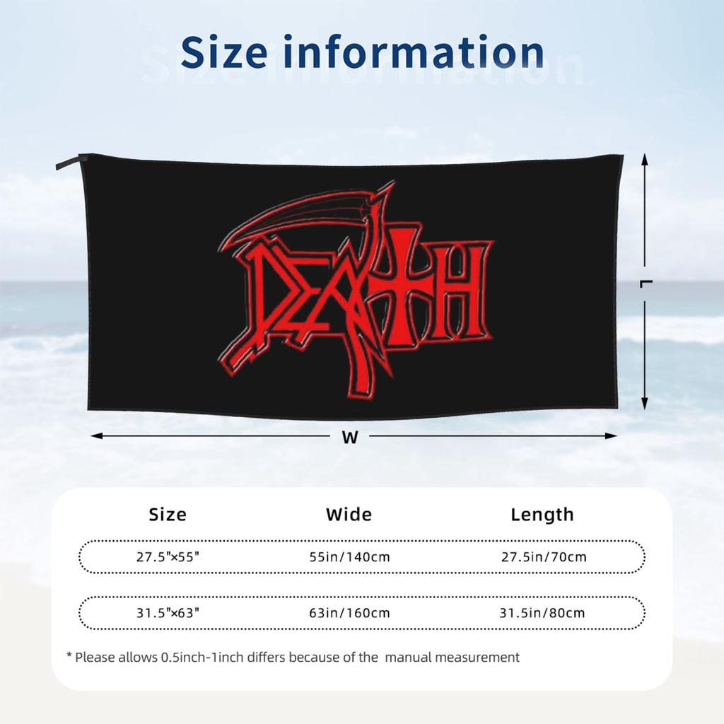 Death Metal Band Beach Towel Soft Microfiber Quick Dry Absorbent Quick Towels For Bath