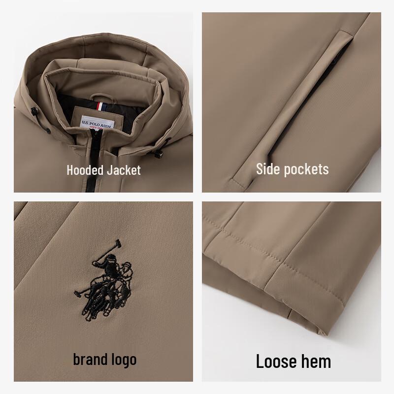 NÓS. Associação Polo. Jaqueta Masculina Business Casual com Capuz Acolchoado