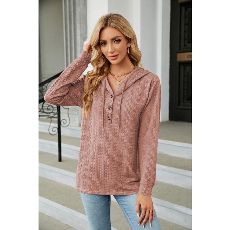 YYFS Women's Fashion Casual Solid Color Print Long Sleeve Hooded Hoodies & Sweatshirts