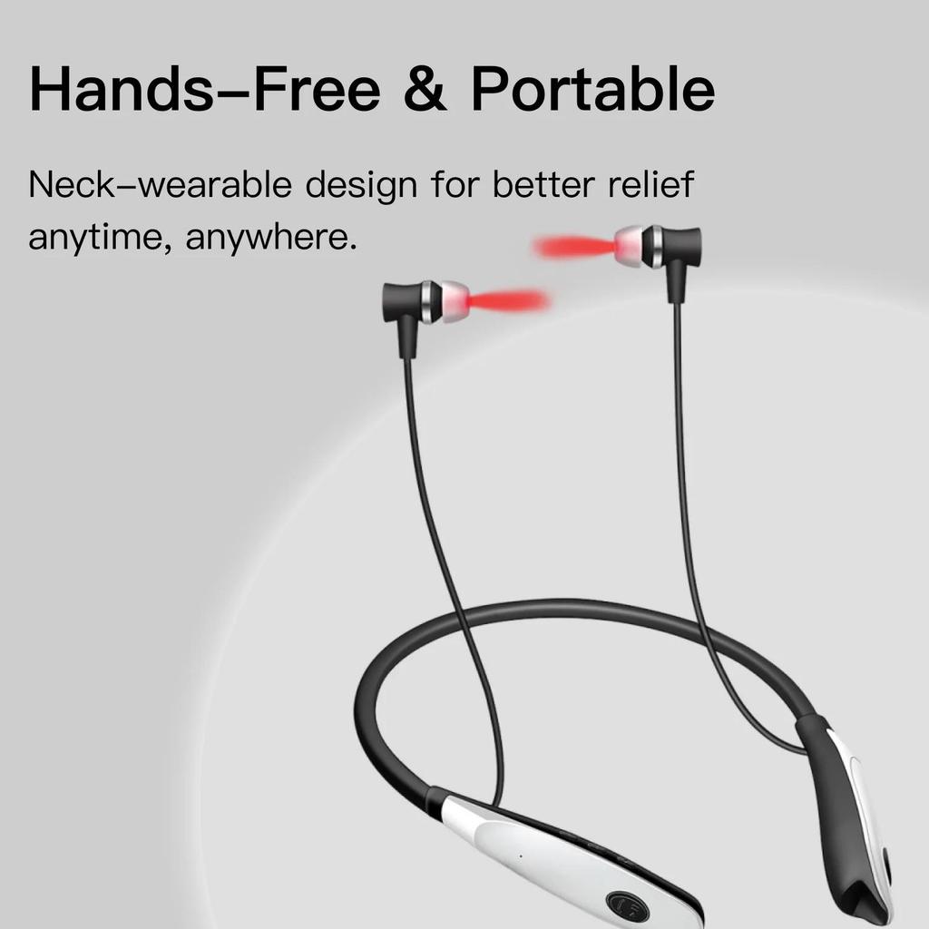 Bärbar 2-i-1-enhet för lindring av öron och näsa – 650 nm rött ljusterapi för tinnitus och nästäppa – Handsfree