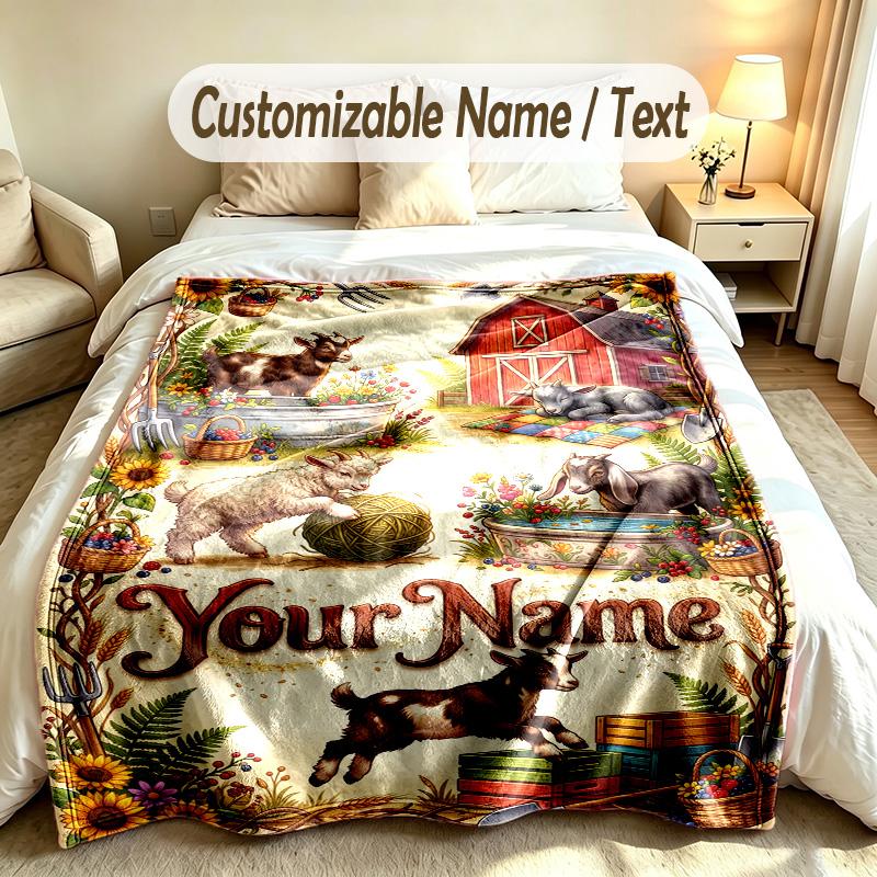 Farm Country Theme Custom Blanket Personalized Name & Text Customized Soft Warm Throw Blanket Home Decor