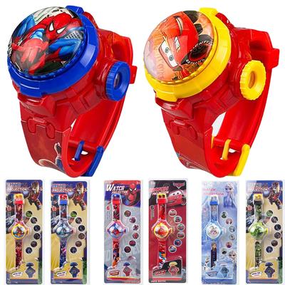 Relojes Spiderman para Niños Para Niños Dibujos Animados 95 Racing McQueen Reloj Giratorio Infantil con Luz Intermitente Juguetes para Niñas Frozen Elsa Reloj