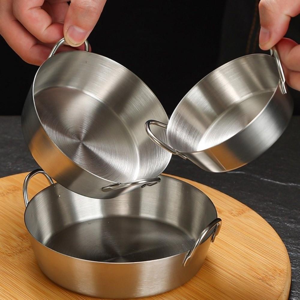 304 Stainless Steel Two-Ear Snack Dish Round Dual Handle Bowl New Sauce Dipping Bowl  Kitchen Use