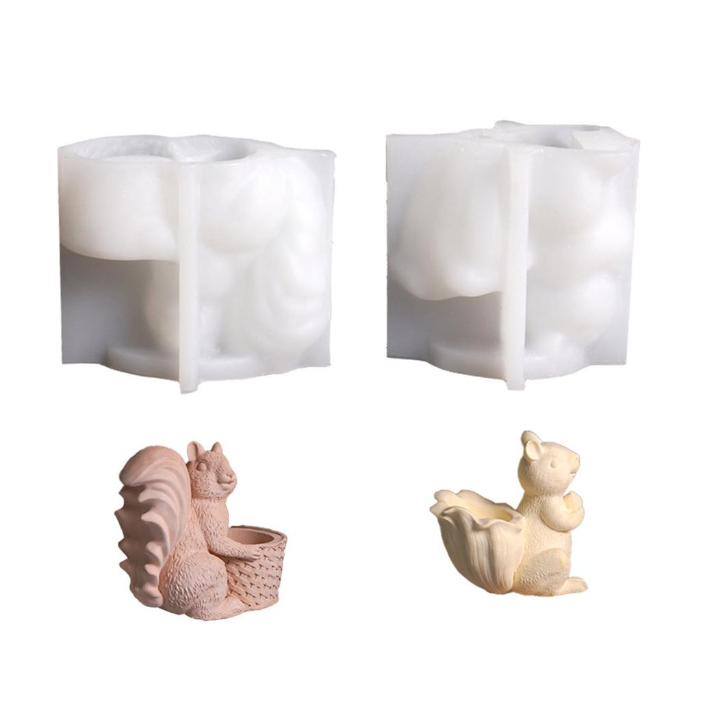 Food Grade Silicone Squirrel Basket Mould Set 2Pcs Crafting Tool for Resin Plaster Storage Box