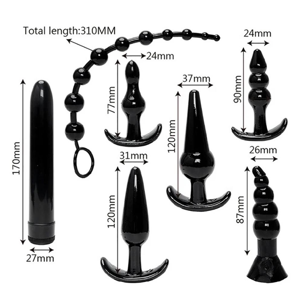 7Pcs/Set Vibrating Anal Beads Butt Plug Stimulator Massager Sex Toy for Women