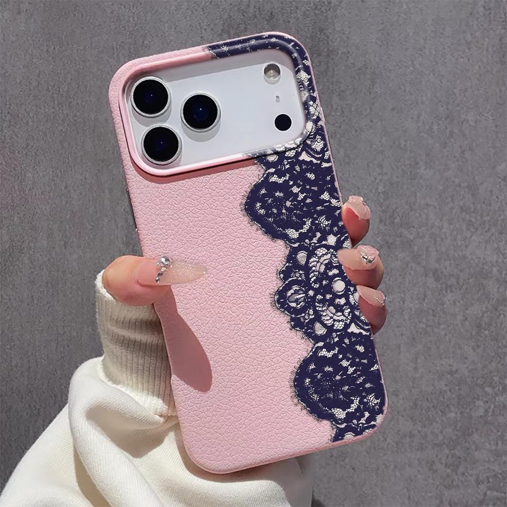 Luxurious Blue Lace Phone Case For IPhone 17 16 16E 15 14 13 12 11 Pro Max Iphone 15 Plus 13 Matte Funda Cover Case