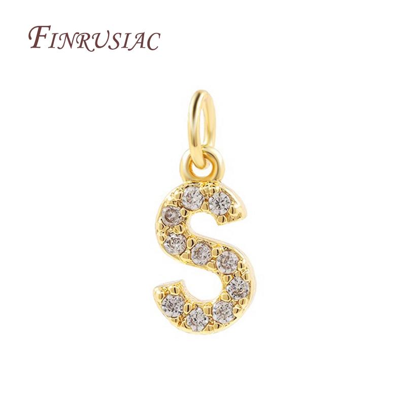 18K Gold Plated Copper A-Z Alphabet Charms For DIY Women's Necklace Jewelry Making Supplies,Fashion Inlay Zircon Letter Pendants