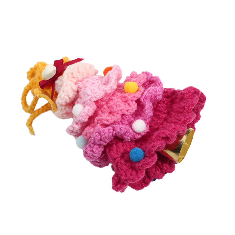 ChristmasTree Pendant Knitted Christmas Tree Ornaments With Gold Jingle Bell For Holiday Home Party Decoration Gifts
