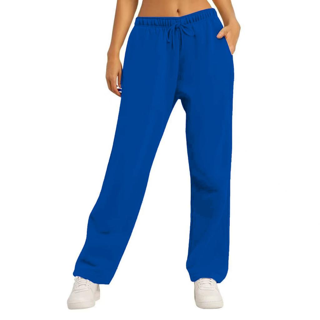 Autumn Winter Women's Solid Color Sweatpants Daily Casual Pants Women's Wide Leg Pants Comfortable Loose Drawstring Women's