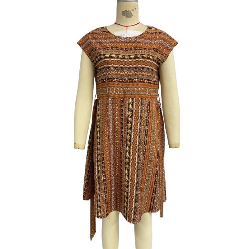 GMXIA Jarní/letní letní šaty ve stylu resortu s pruhy, zavazováním a páskem, áčková sukně, středně dlouhé šaty